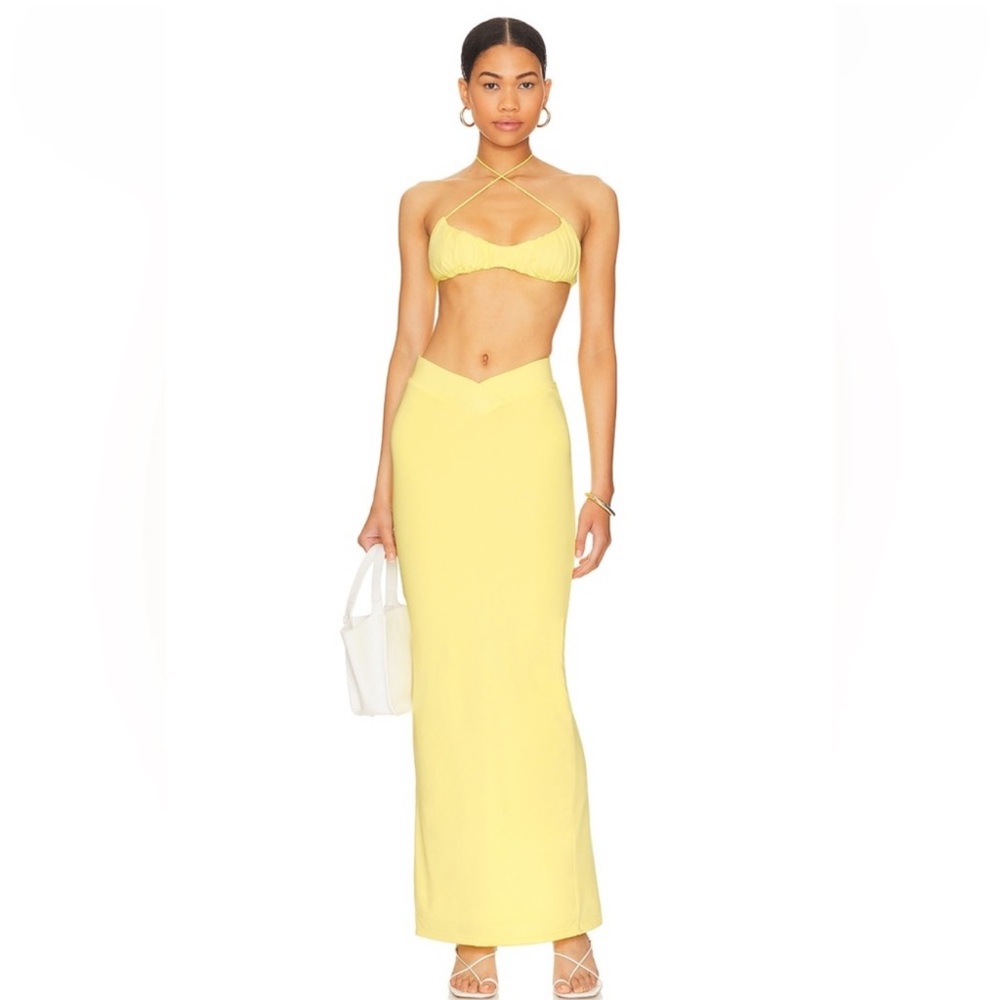 Elegant Yellow Maxi Skirt + top set
